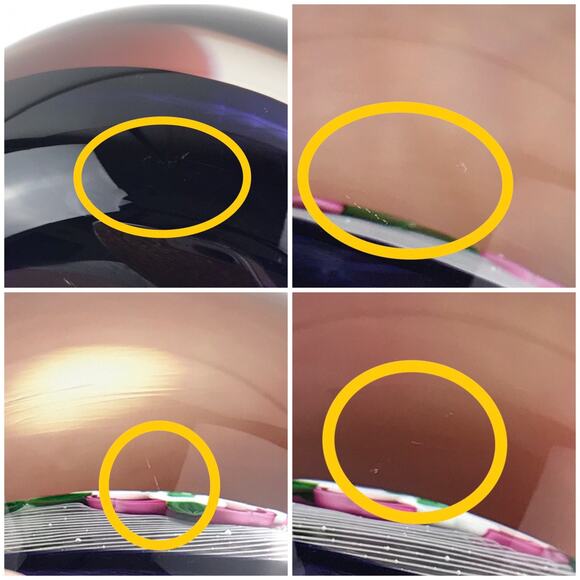 Perthshire 1991E Pink and White Rose Lampwork Flower Latticinio Dome Paperweight - Picture 12 of 13